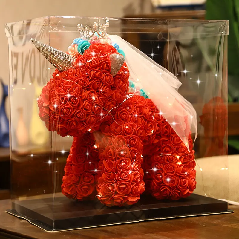 Handmade DIY Eternal Rose Bear Kit, Creative Foam Flower Head Material Set for Crafting, Romantic Wedding Proposal, Birthday, Engagement, Valentine’s Day, Small Gift Box for Women 1