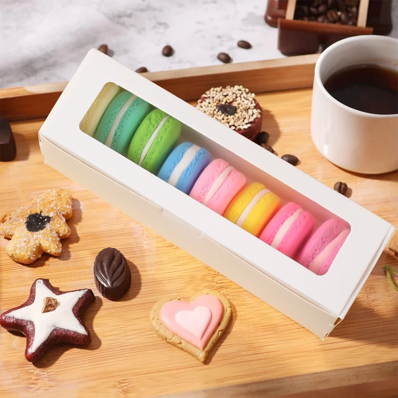 12Pcs Macaron Boxes with Clear Window, Transparent Cookie Packaging Gift Box for Macarons, Desserts, Cakes, Candy, Wedding Favors, Birthday Party Supplies, and Holiday Treat Presentation
