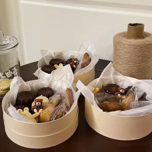 Mini Pastry Packaging Box for Cookies, Candies, Macarons – Food-Safe Kraft Paper Container for Home Baking, DIY Kitchen Use, Party Favors, Small Bakery Treats, Elegant Dessert Storage Solution