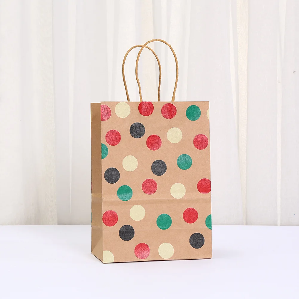 2025 New Polka Dot Kraft Paper Gift Bags, Reusable Eco-Friendly Tote Bags with Twisted Handles for Birthday Party Favors, Boutique Packaging, Holiday Gifting, Craft Fairs, Stylish Durable Designer Bags 2