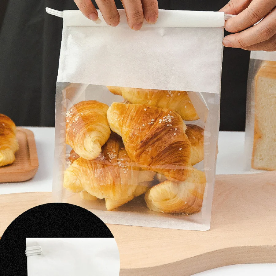 10 Pack Kraft Paper Bread Bags with Transparent Window – Oil-Resistant Toast, Cookie, and Breakfast Packaging Pouches for Party Food and Homemade Baked Goods 2