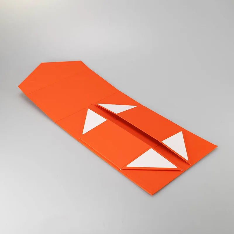 Large Orange Magnetic Folding Rigid Paper Gift Box with Custom Logo Printing, Sturdy Cardboard Packaging for Weddings, Events, Luxury Gifts, Party Favors, Bulk Foldable Storage Solutions - 图片 5