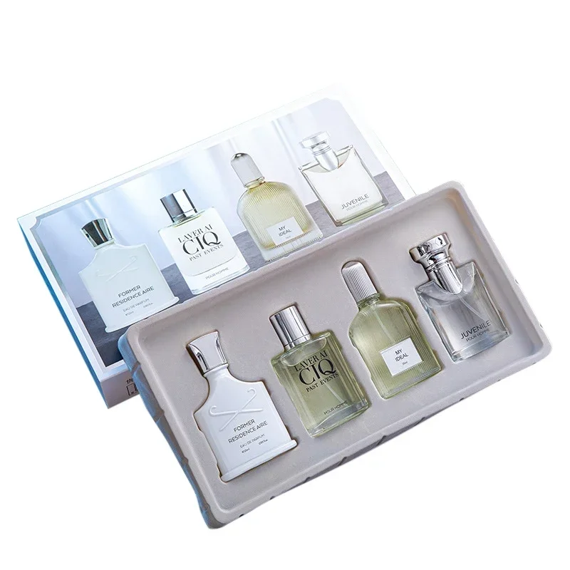 100ML Silver Mountain Water Men's Perfume 4PCS Bottle Set with Fine Mist Spray and Luxury Gift Box, Multiple Material Options Including Glass, Acrylic, PET or Metal, Refreshing Light Fragrance for Retail, Gifting, and Factory Direct Orders 6