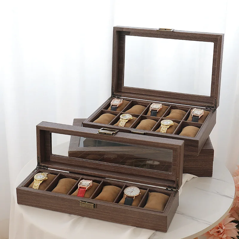 Retro-Inspired PU Leather Watch Storage Box with Imitation Wood Grain, Creative Gift Case for Watches, Sunglasses, and Jewelry, Soft Velvet Interior, Elegant Organizer for Men and Women - 图片 5