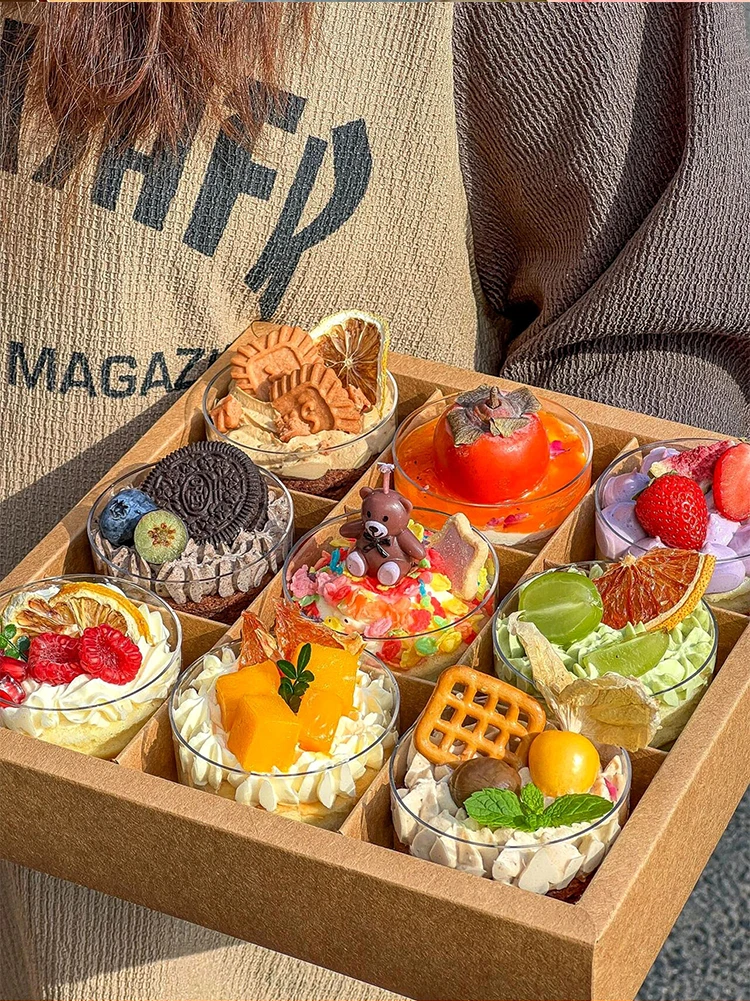 Four by Six by Nine Grid Transparent Cake Box Dessert Pastry Container for Afternoon Tea, Picnic, Party, Takeaway, Western-Style Baked Goods, Mousse, Cupcakes, Cookies, Home and Bakery Packaging 10