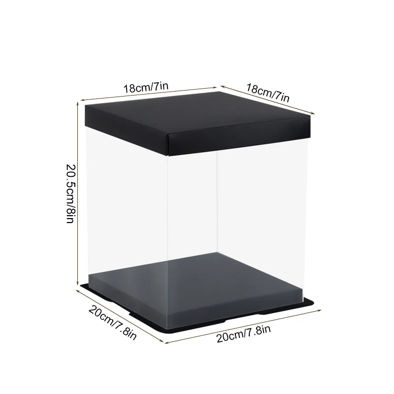20/28cm Clear PVC Gift Boxes with Lid, Transparent Packaging Box for Rose Flower Bear, DIY Cake Display Case, Wedding Birthday Party Decoration, Dessert Present Wrapping Box for Holiday Celebration - 图片 7