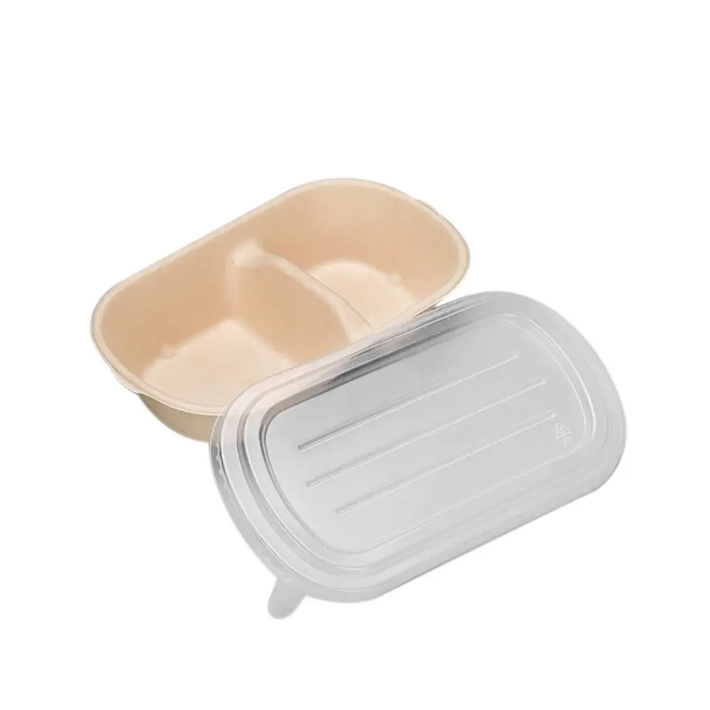 500ml 700ml 850ml 1000ml Disposable Paper Food Containers with Lids, Eco-Friendly Pulp Salad Lunch Box, Oil-Proof Takeout Bento Box for Hot Cold Meals, Recyclable Degradable To-Go Packaging - 图片 8