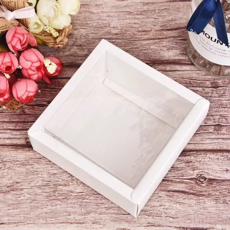 10Pcs Transparent Kraft Paper Gift Boxes with Clear Window, Multi-Size DIY Packaging for Handmade Soap, Jewelry, Candy Wrapping, Cookies, Cake, Bread, Party Decorations and Wedding Favor Display 13