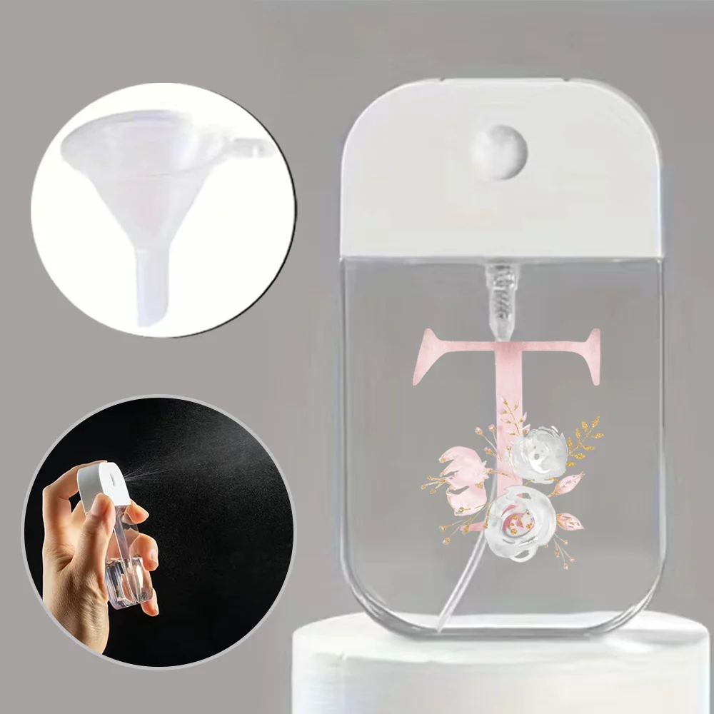 Portable Mini Spray Bottle with Funnel – Refillable Pink Flower and Letter Pattern Container for Perfume, Alcohol, Hand Sanitizer, Liquid Sub-Packaging, Travel-Friendly Cosmetic Sprayer - 图片 27