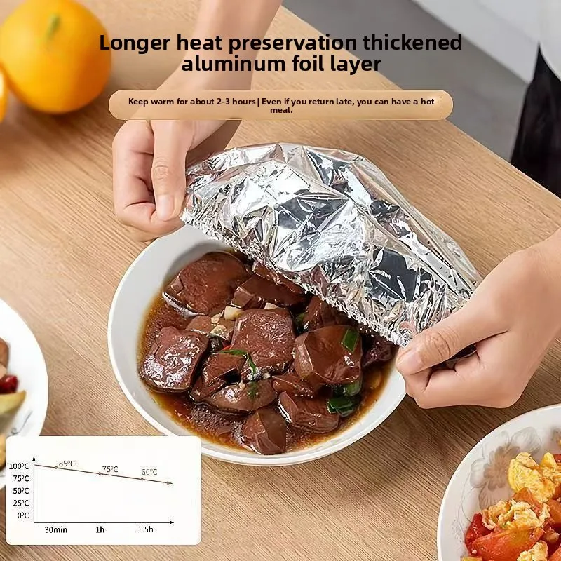 Disposable Aluminum Foil Food Cover – High-Temperature Resistant Circular Tin Foil Wrap for Kitchen, Food Insulation, Freshness Preservation, Mosquito Protection, Household Use - 图片 3