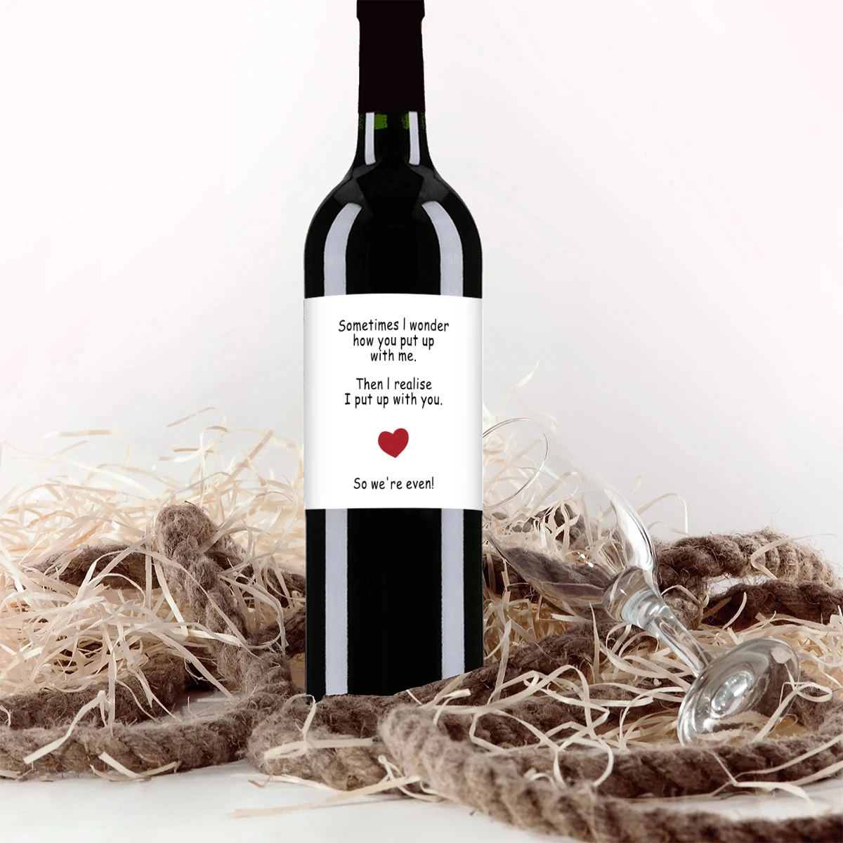 4-Pack Humorous Wine Bottle Stickers – “We Put Up With Each Other” Novelty Self-Adhesive Labels for Wedding, Anniversary, Birthday Gifts, Party Decor, and Romantic Humor - 图片 6