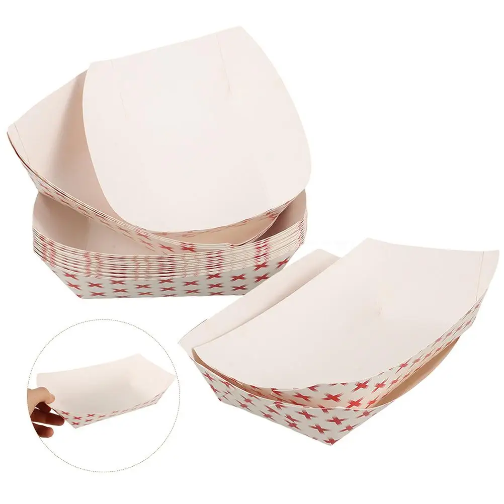 50pcs Disposable Paper Sandwich and Hot Dog Boxes, Kraft Food Boat Trays for Takeout, Picnic, BBQ, Fried Foods, and Party Snacks 30