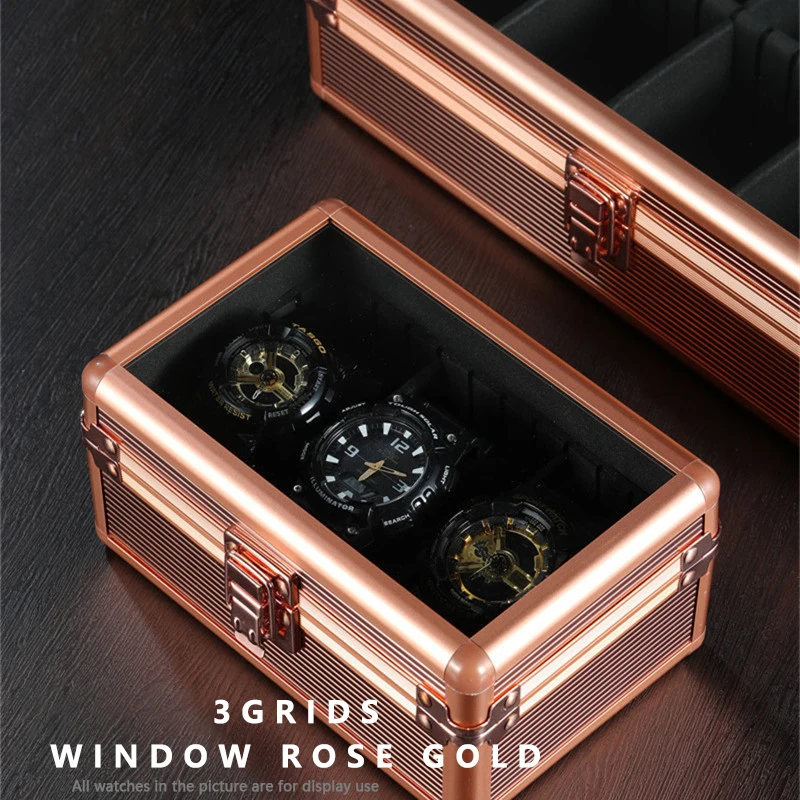 Aluminum Watch Display Case with 1/3/5 Slots, Portable Suitcase Organizer for Men & Women, Multifunctional Clock Storage Box, Watch Stand Holder, Jewelry Storage and Travel Case with Secure Compartments - 图片 9