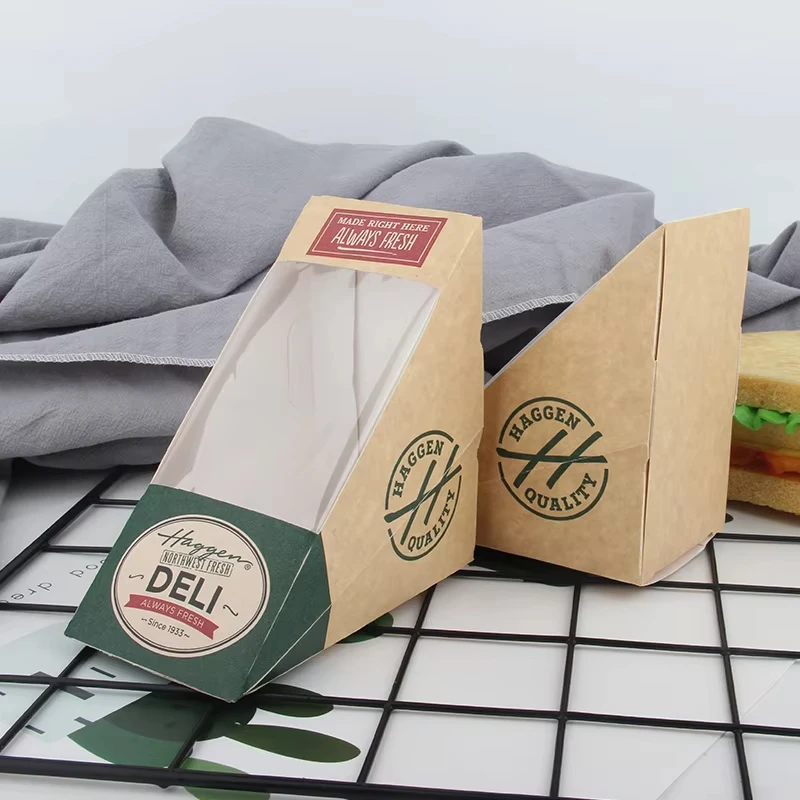 Wedge-Shaped Sandwich Boxes with Window, Eco-Friendly Kraft Paper Takeaway Containers for Bakery, Restaurant, Café, Bistro, Stackable, Leak-Proof, Oil-Resistant, Factory Direct Supply - 图片 4