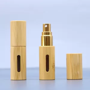 5ml 10ml Bamboo Spray Bottle for Travel, Portable Refillable Mini Cosmetic Container, Eco-Friendly Liquid Atomizer, Cylindrical Design for Perfume, Essential Oils, Face & Body Care, Gift-Ready