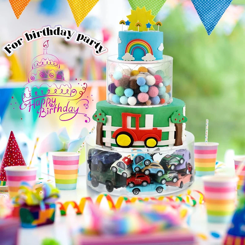 2Pcs Acrylic Cake Stand Fillable Risers, Clear Tiered Cake Display Boxes, Stackable Dessert Stand for Wedding, Birthday, Party, Bakery, Cupcakes, Pastries, Mousse, Holiday Celebration, Elegant Dessert Table Presentation 2