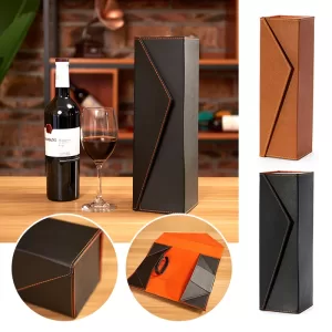 PU Leather Wine Gift Box – Red Wine Carrying Holder Storage Case, Elegant Presentation Box for Gifts, Wine, and Special Occasions, Ideal for Friends, Business, Birthdays, Weddings, and Parties