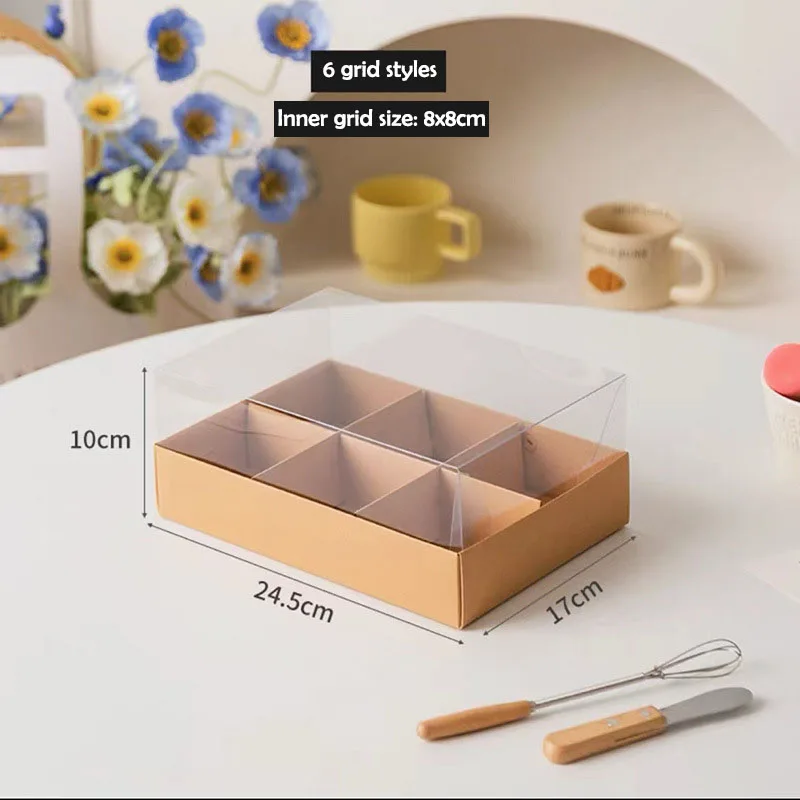 5PCS Moon Cake Boxes with Transparent Lid, 4/6/9 Grid Inserts for Candy, Nougat, Snowflake Crisp, Pastry and Dessert Packaging, Ideal for Baking, Gift Giving, Party Favors, Seasonal Celebrations and Special Events - 图片 7