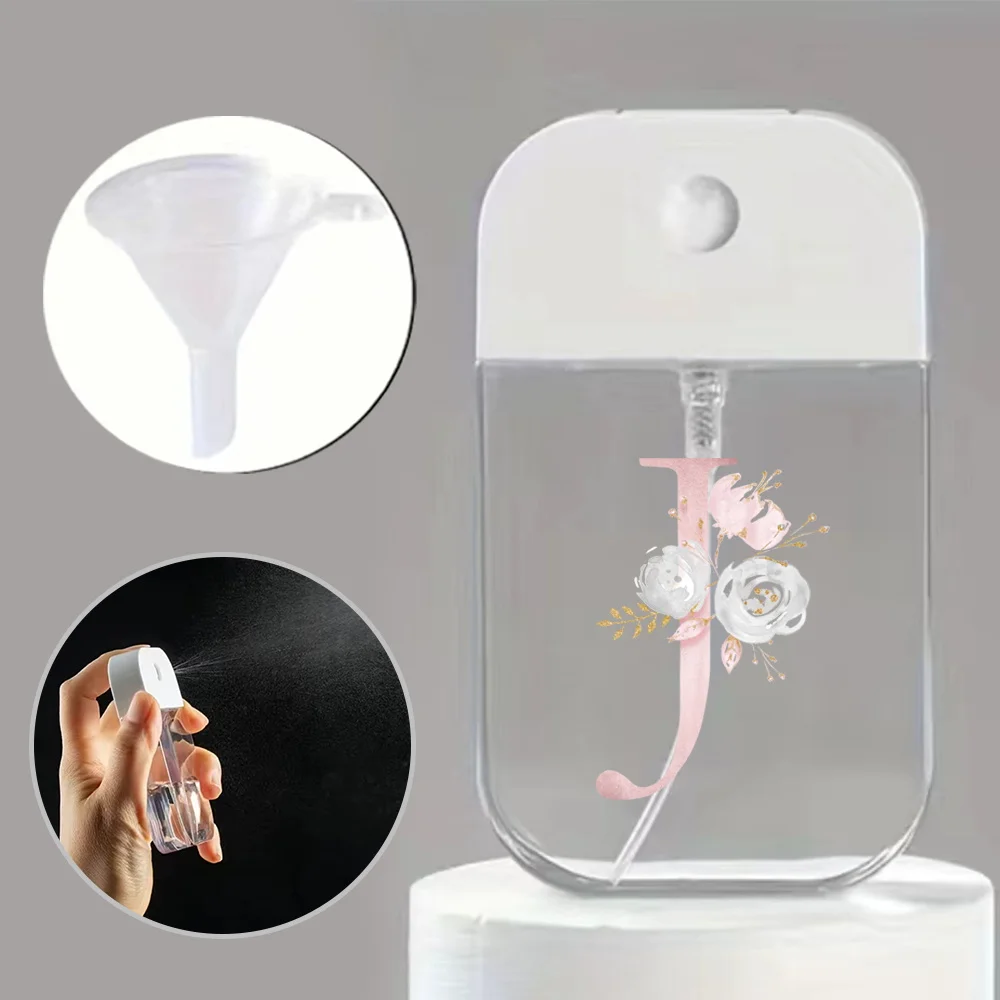 Portable Mini Spray Bottle with Funnel – Refillable Pink Flower and Letter Pattern Container for Perfume, Alcohol, Hand Sanitizer, Liquid Sub-Packaging, Travel-Friendly Cosmetic Sprayer - 图片 15