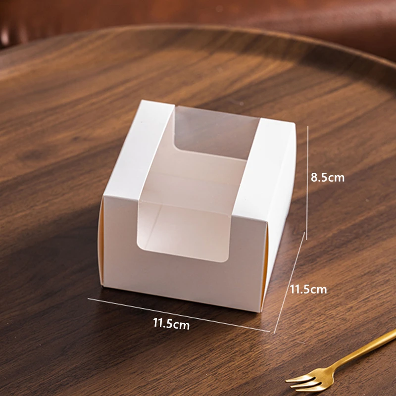 5 Pcs 6-Inch White Paper Cake Boxes with Handle – Windowed Packaging for Mousse, Pastries, Cupcakes, Birthday Celebrations, Wedding Dessert Gifts, and Portable Bakery Takeaway Containers - 图片 8