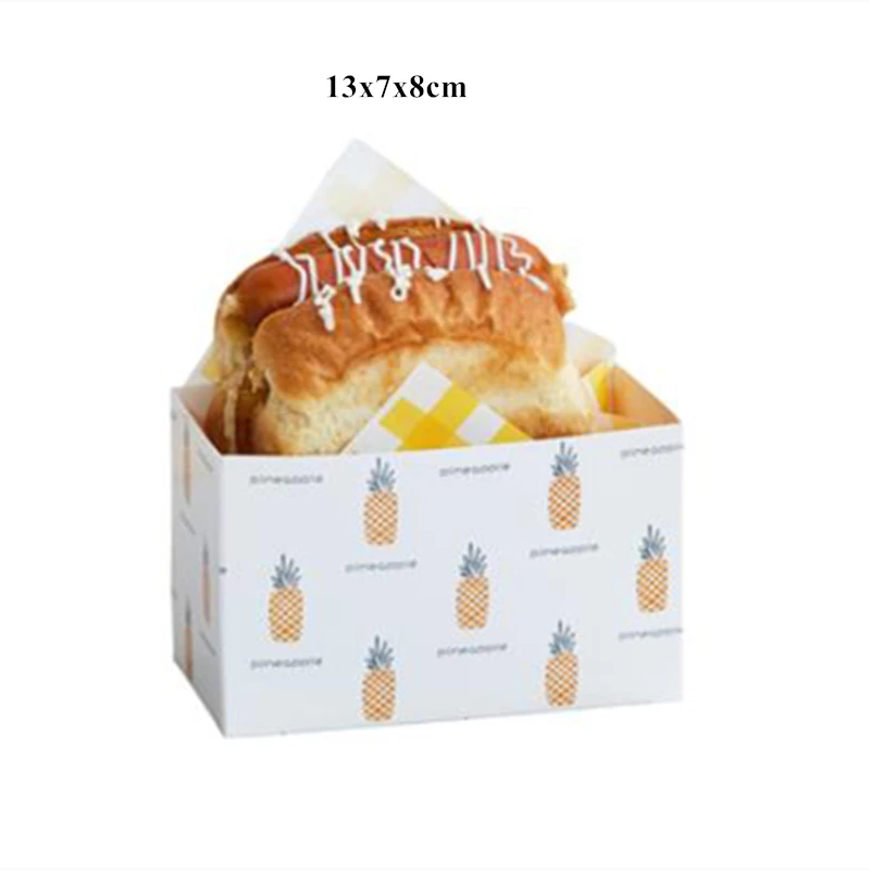 10 Sets Cardboard Sandwich & Burger Packaging Boxes, Toast and Bread Paper Trays, Disposable Food Containers for Cakes, Bakery Items, Takeout, Wedding Party, Catering, Gift, Snacks - 图片 11