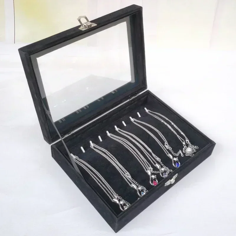 Elegant Black Pearl Jewelry Storage Box with Glass Lid – Long Necklace & Bracelet Organizer Case | Dustproof Display Holder for Beads, Chains & Accessories | Premium Velvet Interior, 21×12.3×5cm Elegant Black Pearl Jewelry Storage Box with Glass Lid – Long Necklace & Bracelet Organizer Case | Dustproof Display Holder for Beads, Chains & Accessories | Premium Velvet Interior, 21×12.3×5cm