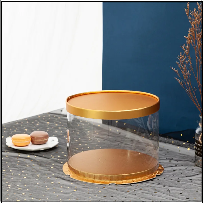 5Pcs Round Clear Cake Boxes PVC Transparent Single Layer Dessert Containers for Birthday, Wedding, Baby Shower, Valentine’s Day Party DIY Cake Display - 图片 8