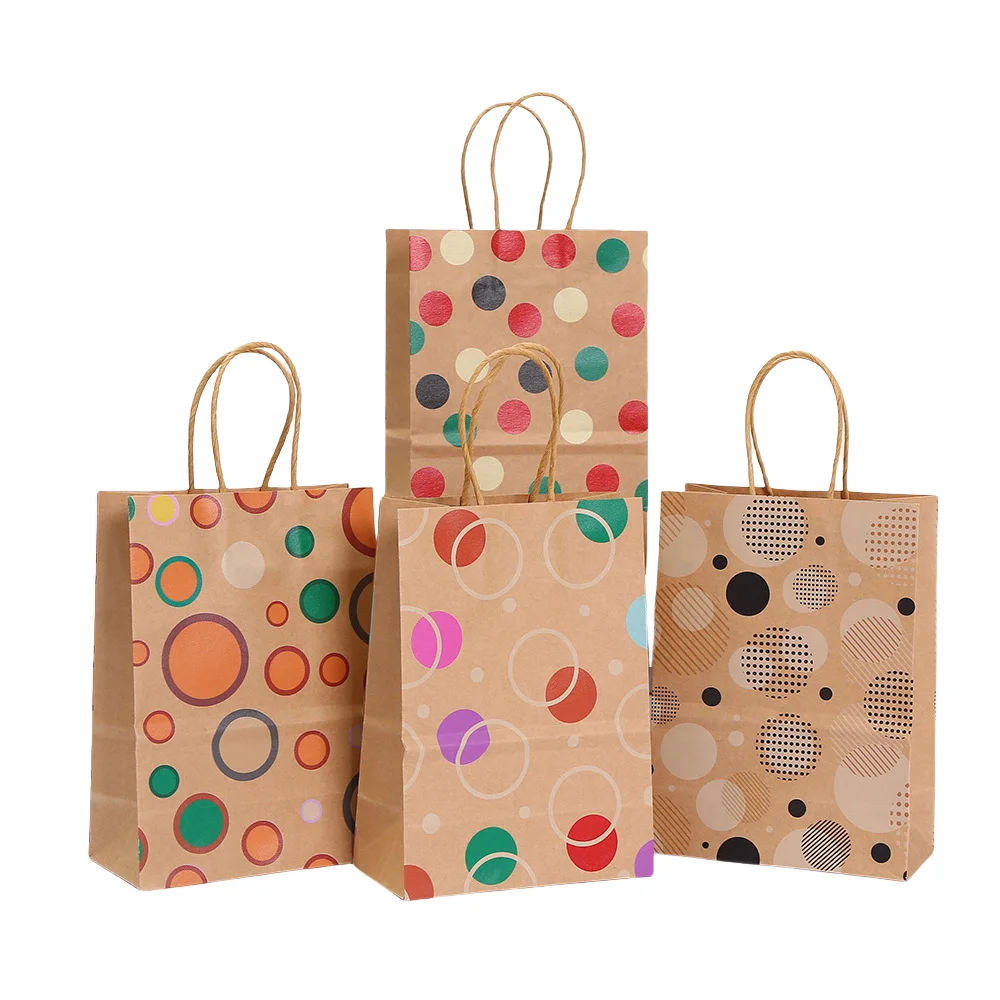 2025 New Polka Dot Kraft Paper Gift Bags, Reusable Eco-Friendly Tote Bags with Twisted Handles for Birthday Party Favors, Boutique Packaging, Holiday Gifting, Craft Fairs, Stylish Durable Designer Bags - 图片 6