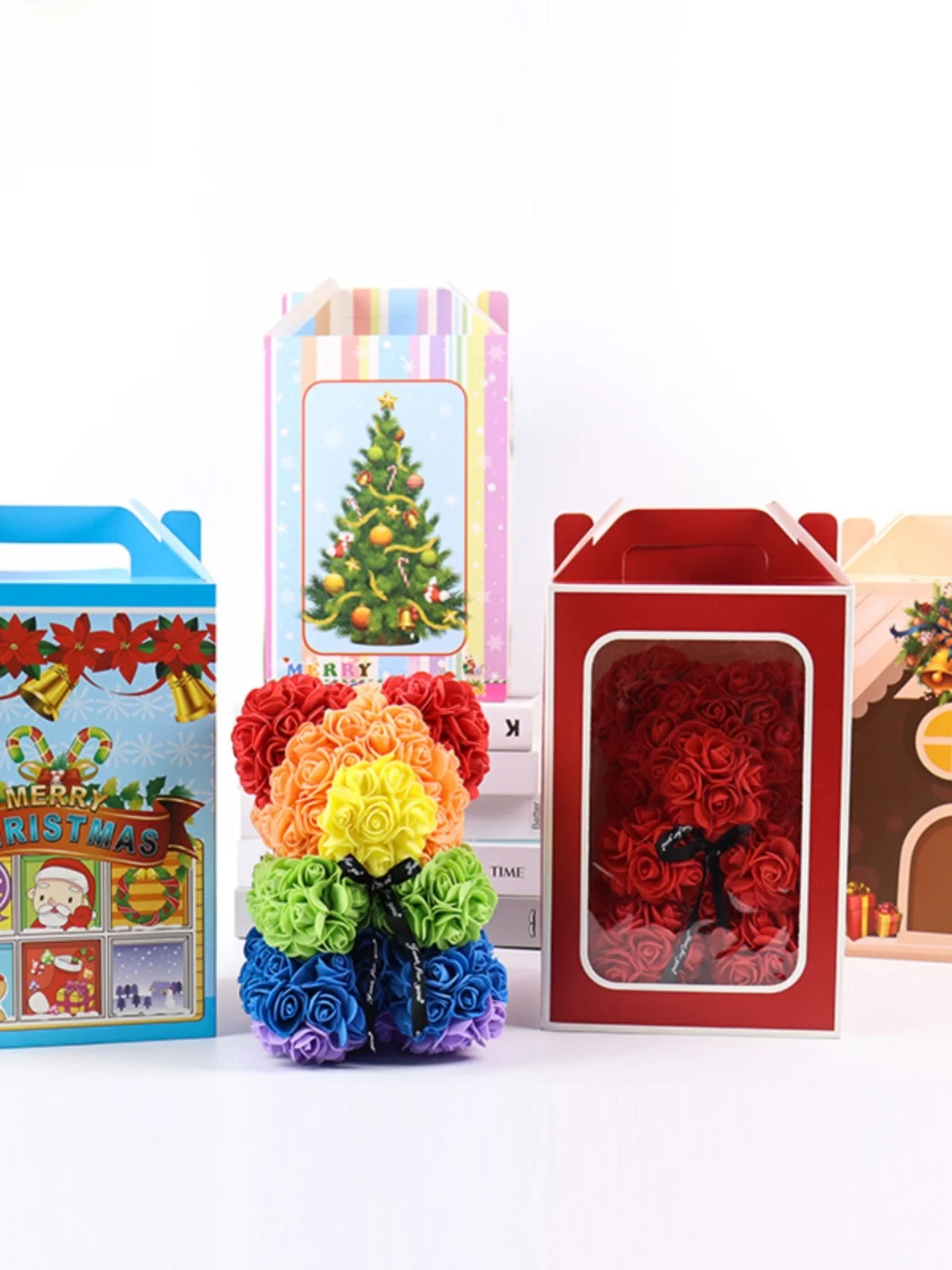 Handmade DIY Eternal Rose Bear Kit, Creative Foam Flower Head Material Set for Crafting, Romantic Wedding Proposal, Birthday, Engagement, Valentine’s Day, Small Gift Box for Women - 图片 5