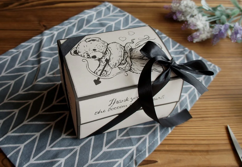 10 Pcs Blue Dog Bear Doll Paper Boxes 15.5×10×12cm for Wedding Birthday Valentine’s Day Chocolate Cookies Candy Macaron Packaging Food Safe Kraft Paper Gift Boxes 26