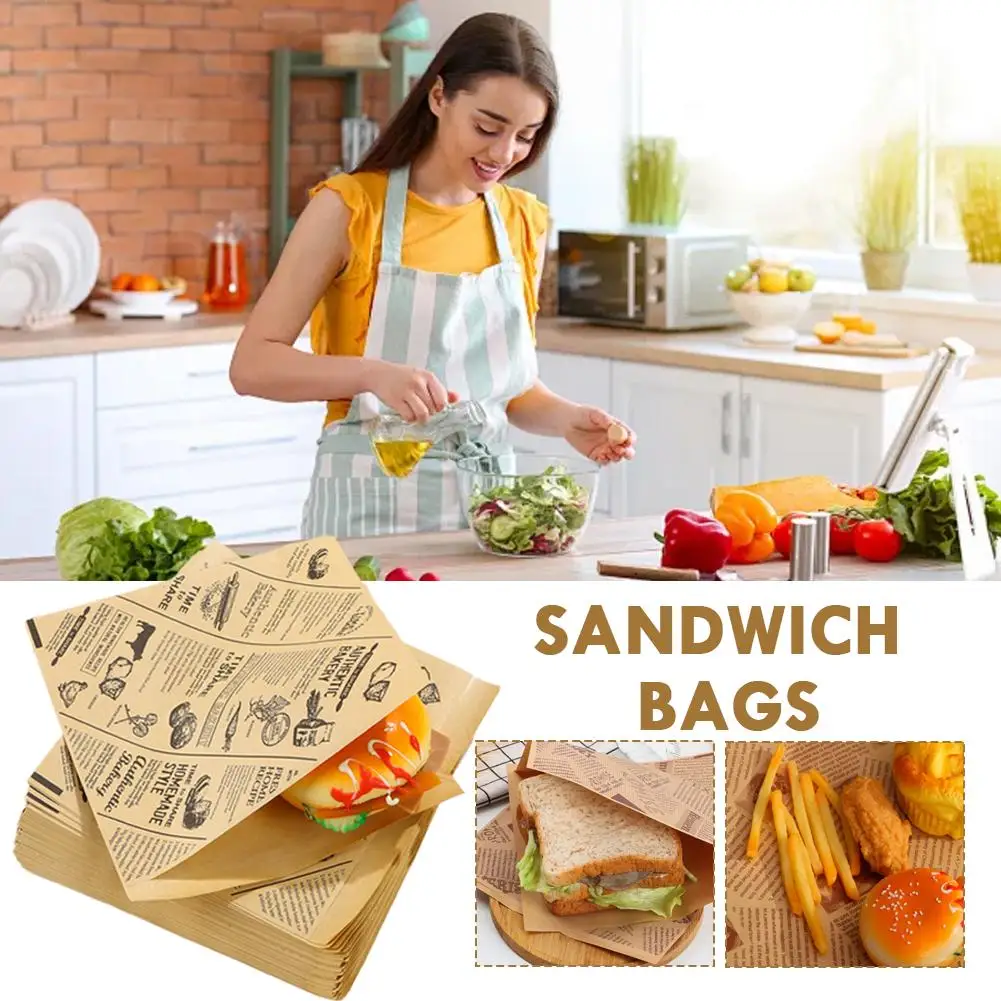 Food-Grade Greaseproof Parchment Paper Sheets for Burgers, Sandwiches, Fast Food Packaging, Bakery Liner Rolls, Brown Disposable Non-Stick Food Wrapping Paper – 100 Sheets Set 4