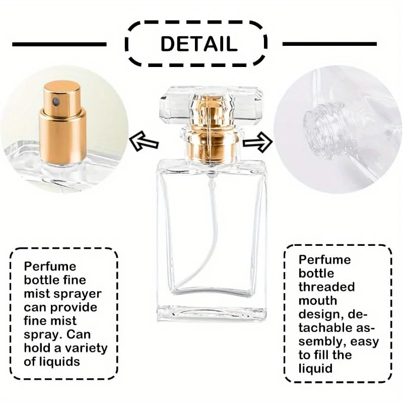 8pcs 30ml Empty Clear Glass Perfume Bottles – Refillable Travel Spray Atomizer Containers for Fragrances, Essential Oils, Cosmetic Liquids, Leak-Proof Mini Perfume Bottles for DIY or Gift Use 5