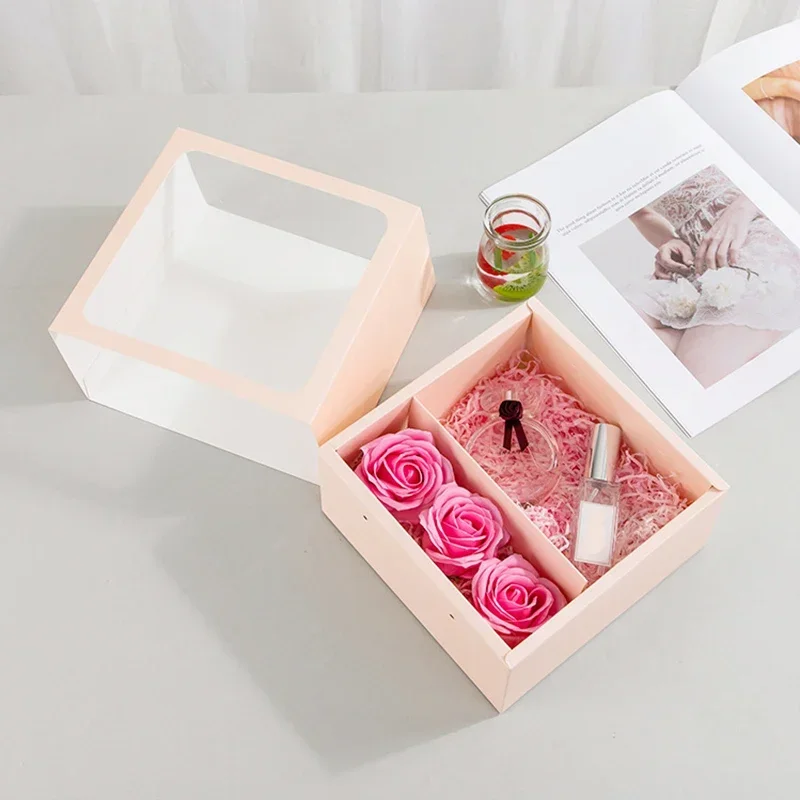 Flower Gift Box with Handle – Transparent PVC Window for Rose Candy, Dessert, and Sweets Packaging, Ideal for Valentine's Day, New Year, and Special Occasion Gifts Flower Gift Box with Handle – Transparent PVC Window for Rose Candy, Dessert, and Sweets Packaging, Ideal for Valentine's Day, New Year, and Special Occasion Gifts