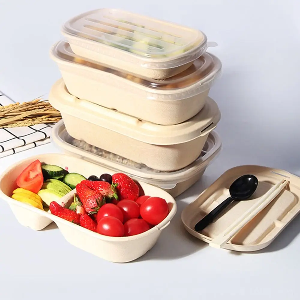 Disposable Degradable Paper Lunch Boxes with Lid 500ml 700ml 850ml 1000ml, Eco-Friendly Pulp Salad Bento Food Containers Oil-Proof Leak-Resistant Takeout Bowls for Hot and Cold Meals, Dessert, Cake, Parties 10