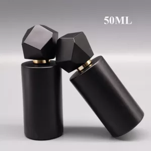 50ml Black Gold Polyhedral Glass Spray Bottle for Perfume, Makeup, Cosmetic Liquids, Refillable Thick Empty Atomizer Container, Portable Travel Sub-Bottling and Storage