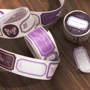 25mm x 2m Retro Simple Label Washi Sticker Tape Roll, Aesthetic Decorative Masking Tape for Collage, Planner, Scrapbook, Junk Journal, DIY Stationery, and Craft Packaging