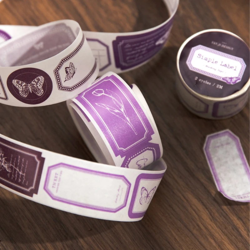 25mm x 2m Retro Simple Label Washi Sticker Tape Roll, Aesthetic Decorative Masking Tape for Collage, Planner, Scrapbook, Junk Journal, DIY Stationery, and Craft Packaging