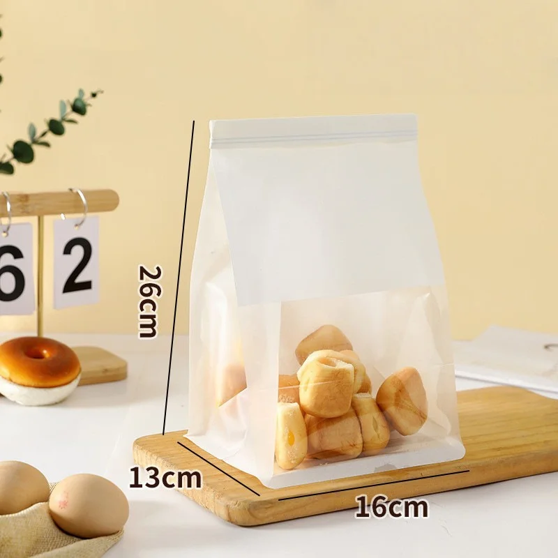 20pcs Kraft Bakery Bags with Clear Window, Reclosable Zipper or Self-Seal Closure, Stand-Up Paper Bags for Bread, Cookies, Pastries, Candy, Café Takeout, Home Baking, Party Packaging - 图片 12