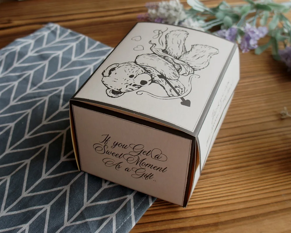 10 Pcs Blue Dog Bear Doll Paper Boxes 15.5×10×12cm for Wedding Birthday Valentine’s Day Chocolate Cookies Candy Macaron Packaging Food Safe Kraft Paper Gift Boxes 23