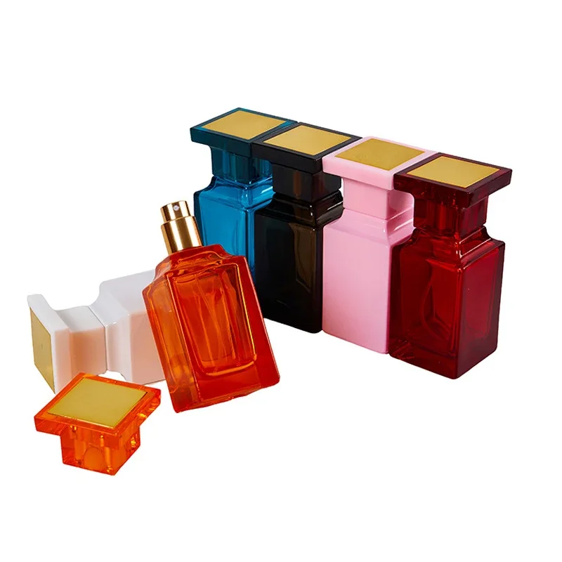 50ml Empty Multicolor Glass Perfume Bottles – Refillable Spray Containers with Sub-Packaging, Travel-Friendly Atomizer Vials for Cosmetic Samples, DIY Fragrance Storage, Gift-Ready Reusable Bottles