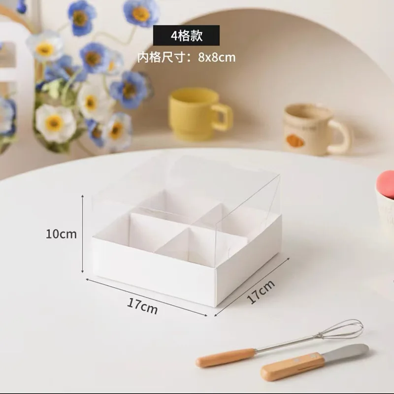 5PCS Moon Cake Boxes with Transparent Lid, 4/6/9 Grid Inserts for Candy, Nougat, Snowflake Crisp, Pastry and Dessert Packaging, Ideal for Baking, Gift Giving, Party Favors, Seasonal Celebrations and Special Events - 图片 10
