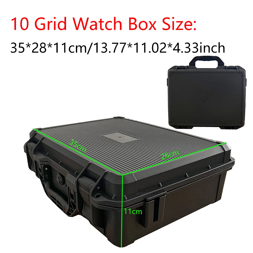 10/12 Grid Waterproof High-End Watch Storage Box – Antique Protective Safety Case with Thickened Sponge, Moisture-Proof Compartments for Watches, Jewelry, Collectors, and Personal Use Organizer - 图片 5
