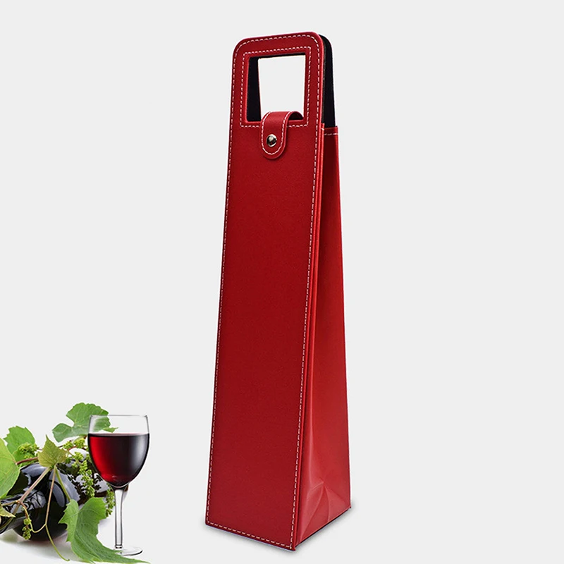 High-Grade PU Leather Wine Gift Box – Elegant Solid Color Single Bottle Carrier Bag for Champagne, Beer, or Red Wine, Classic Portable Tote for Gifting and Party Use, Durable Leather Packaging Case 7