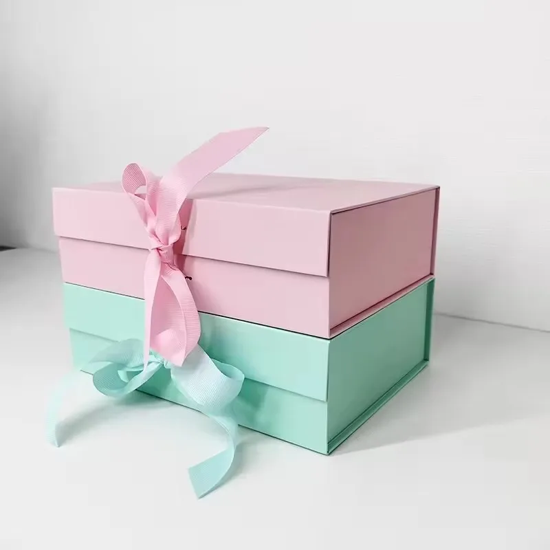 100PCS Wholesale Custom Foldable Magnetic Gift Boxes with Ribbon, Luxury Book-Shaped Packaging Box for Small Business, Plain Design Custom Logo Paper Box for Retail Jewelry Clothing Presentation - 图片 4