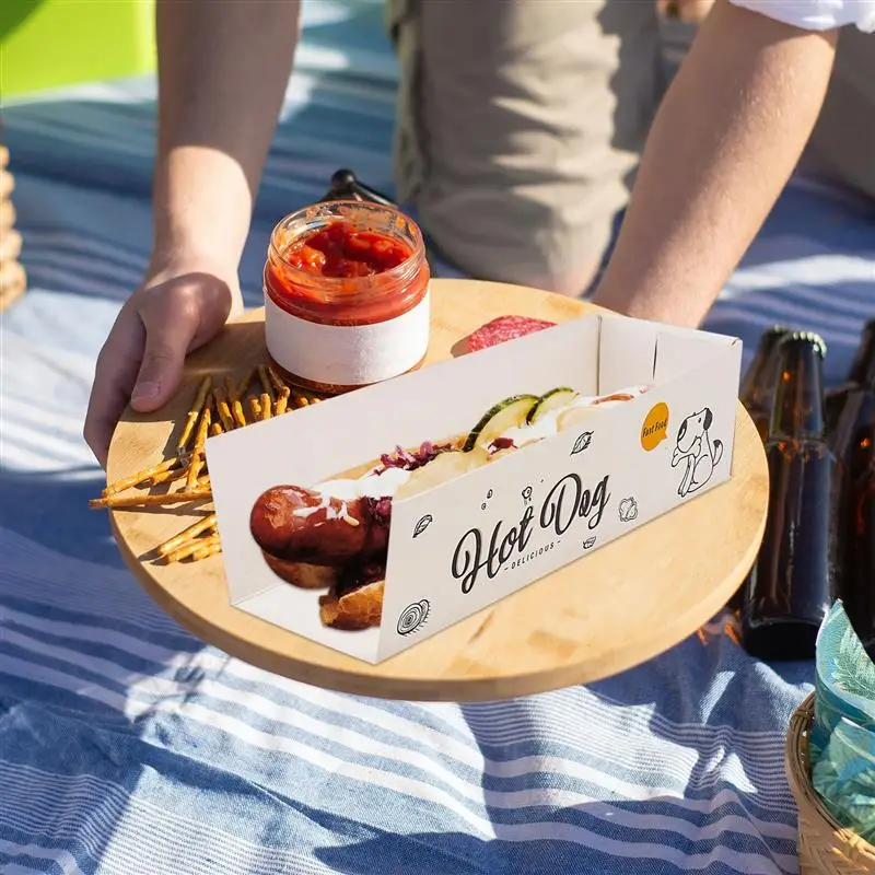 100pcs Disposable Paper Hot Dog Snack Boxes for Takeout, French Fries, Cheese Dogs, Party Snacks, BBQ, Outdoor Catering, Restaurant Serving, Eco-Friendly Portable Food Containers - 图片 4