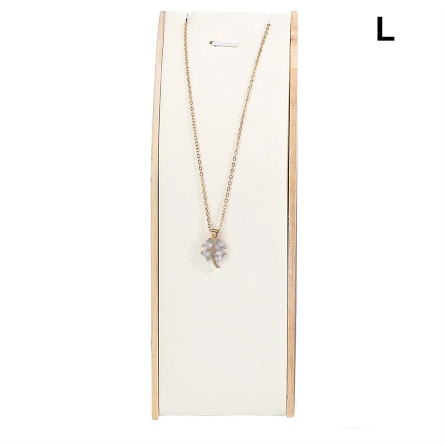 Luxury Wooden Necklace Display Stand for Jewelry – Curved Pendant Holder Organizer for Necklaces, Bracelets & Chains, Velvet/PU Surface Counter Showcase Props, Jewelry Storage Rack for Retail & Home Use