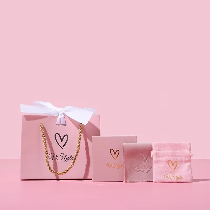 500pcs/Customizable Fashion Jewelry Packaging Bags with Handle, Exquisite Logo Design Cardboard Box and Microfiber Velvet Pouch for Rings, Earrings, Necklace, Bracelet Gift Display - 图片 2