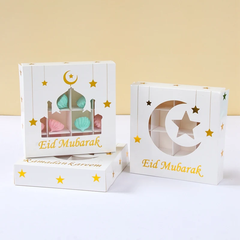 2Pcs Eid Mubarak Cake Boxes with Clear Window, Ramadan Kareem Transparent Candy and Chocolate Packaging Containers, Islamic Muslim Party Supplies for Home Decor, Dessert and Gift Presentation 16