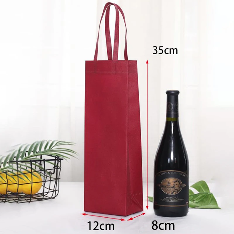 Durable Non-Woven Wine Gift Bag – Waterproof Single or Double Bottle Champagne & Beer Tote with Top Handle, Foldable Reusable Bottle Carrier for Weddings, Parties, Banquets, Home, Office & Travel 1