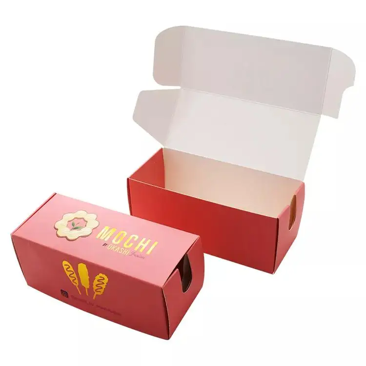 500pcs Wholesale Custom Printed Biodegradable Paper Hot Dog Packaging Boxes for Korean Corn Dog Takeaway Fast Food Snack Containers with Logo Eco-Friendly Kraft Paper Food Tray for Restaurants - 图片 4